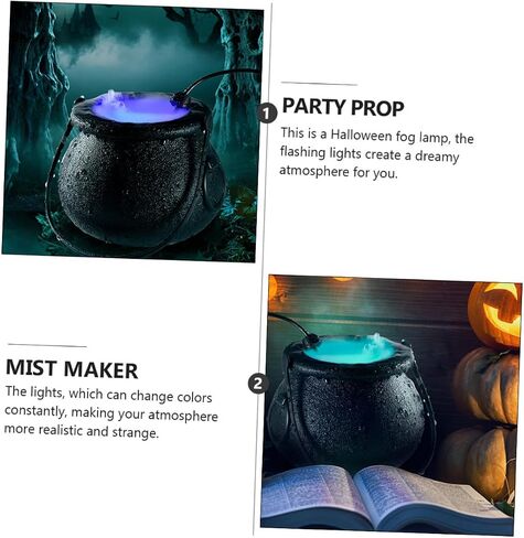 FOMIYES 16w Frosted Jar Mist Maker Ultrasonic Fog Machine with US Plug, Water Fountain Fogger for Halloween Party Decorations and Indoor Home Use in Saudi Arabia