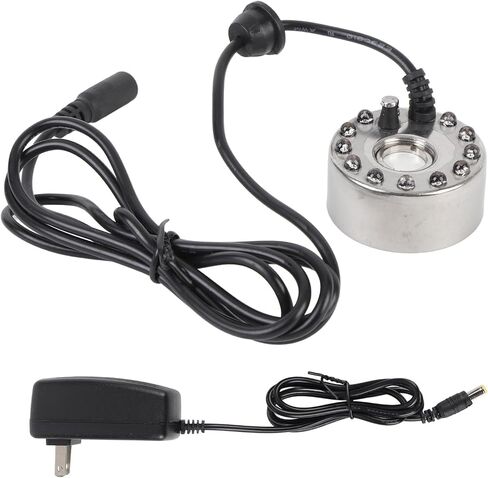Mist Maker Fogger Water Fountain Atomizer with 12 Color LED Lights 16mm Plate High Output Zinc Alloy Fog Machine for Ponds Gardens Indoor Outdoor Use (US Plug) in Kuwait