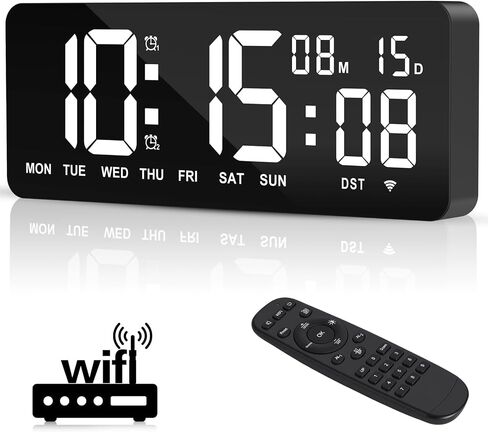 XREXS 12.2" Large Digital Wall Clock with Remote Control, LED Display Shows Time/Calendar/Seconds, Count-Up & Count-Down Timer, Dual Alarms for Home, Office & Classroom in Saudi Arabia
