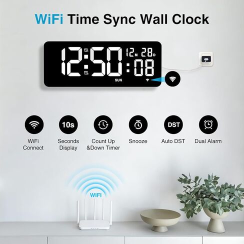 XREXS 12.2" Large Digital Wall Clock with Remote Control, LED Display Shows Time/Calendar/Seconds, Count-Up & Count-Down Timer, Dual Alarms for Home, Office & Classroom in Saudi Arabia