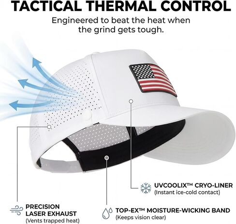 TOP-EX Performance Baseball Hat for Men Water Resistant Golf Cap Running Cooling Snapback Laser Perforated in Kuwait