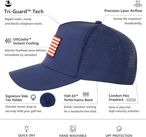 TOP-EX Performance Baseball Hat for Men Water Resistant Golf Cap Running Cooling Snapback Laser Perforated in Kuwait