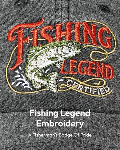 Jeasona Fishing Hat for Men Dad, Fishing Gifts for Fishing Lover, Adjustable Embroidered Washed Distressed Baseball Cap, Fathers Day Birthday Gifts for Husband from Wife Black in Kuwait