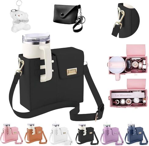 Stanley Purse Cup Holder for 40oz - Portable Crossbody Tumbler Bag with Strap, Water Bottle Carrier for Outdoor Travel in Saudi Arabia