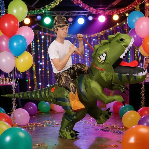 Inflatable Dinosaur Costume, Green Rider Halloween Costume with Stripes 5.5FT-6.5FT in Saudi Arabia
