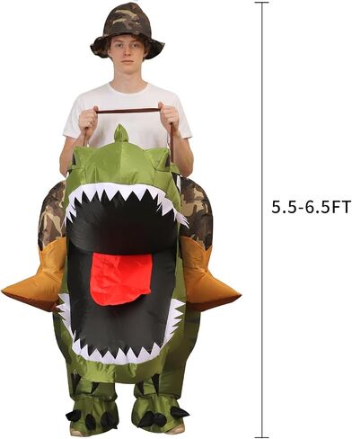 Inflatable Dinosaur Costume, Green Rider Halloween Costume with Stripes 5.5FT-6.5FT in Saudi Arabia