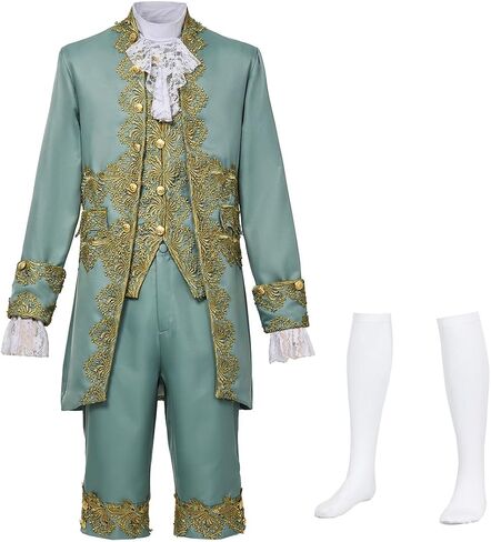 CAMDOM Mens Victorian Costume Suit Medieval Rococo Court Style Prince Cosplay Outfit Set Cosplay Fancy Dress in Kuwait