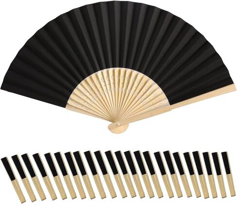 Wevmris 24 Pcs White Paper Fans Handheld Bamboo Folding Fans DIY Blank Painting Fan for Wedding Party Home Decoration Festival Gift (White) in Saudi Arabia