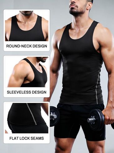 Men's Athletic Sports Compression Tank Top Under Base Layer Shirts in Kuwait