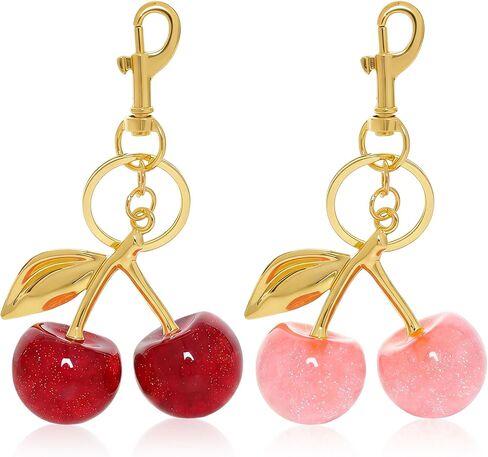 2 Pcs Cherry Bag Charm Cute Cherry Accessories Keychain for Purses Fashion Keyring Sparkling Purse Charms for Women in Saudi Arabia
