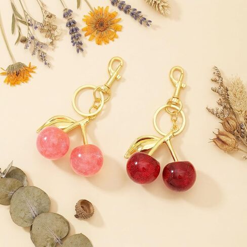 2 Pcs Cherry Bag Charm Cute Cherry Accessories Keychain for Purses Fashion Keyring Sparkling Purse Charms for Women in Saudi Arabia