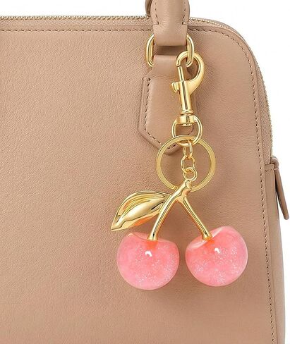 2 Pcs Cherry Bag Charm Cute Cherry Accessories Keychain for Purses Fashion Keyring Sparkling Purse Charms for Women in Saudi Arabia