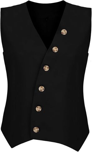 Womens Vest Sleeveless Blazers V Neck Button Up Work Office Suit Vests in Saudi Arabia
