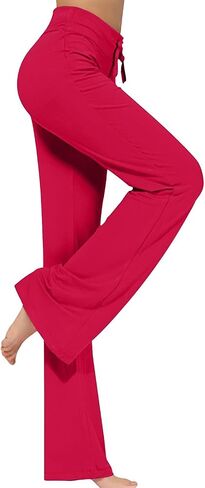 Womens Leggings High Waisted Straight Leg Yoga Pants with Pockets Drawstring Workout Lounge Pants Casual Daily Wear in Saudi Arabia
