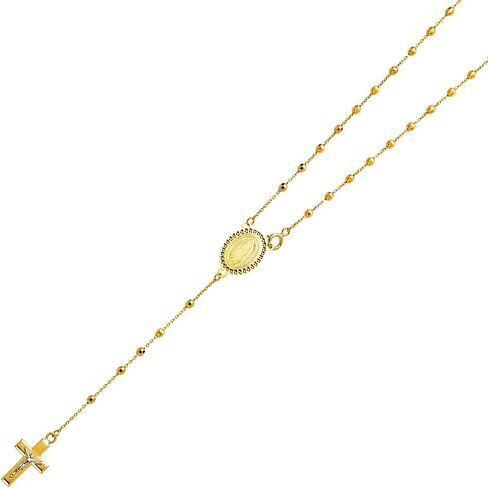 14k White Gold 2.5mm Rosario/Rosary Necklace - 20" in Kuwait