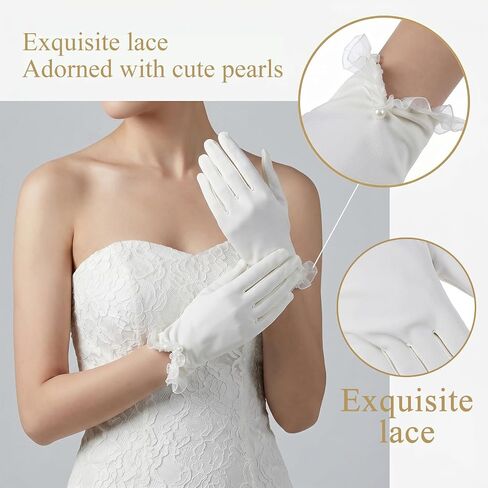 White Gloves - Short White Dress Gloves For Women Wedding Opera Halloween Party - Vintage 1920s Style Accessory in Saudi Arabia