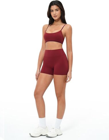Women 2 Piece Workout Set Color Block Adjustable Spaghetti Strap Sports Bra Tummy Control Active Shorts Yoga Outfits in Saudi Arabia