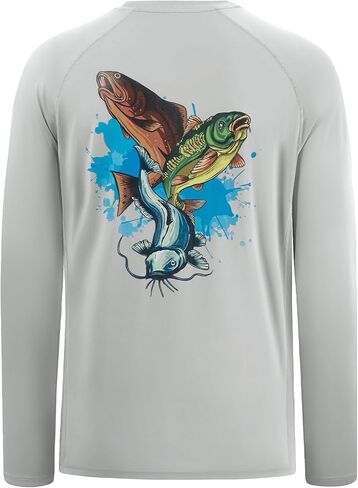 BASSDASH Men’s Fish Graphic UPF 50+ Long Sleeve Fishing Shirts Sun Protection Breathable Moisture Wicking T-Shirt in Saudi Arabia