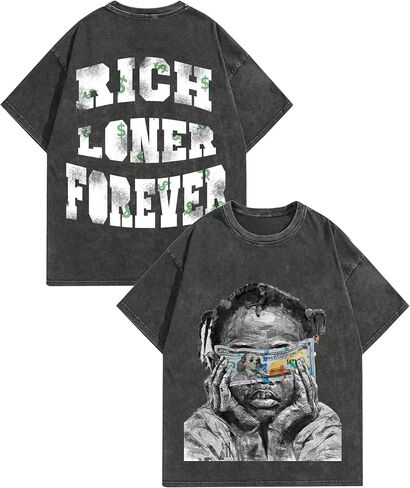 Graphic Tees Men Acid Washed Y2K Gothic Vintage Oversized Streetwear Cotton Short Sleeve T-Shirt Tops in Saudi Arabia