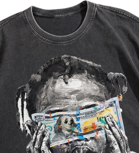 Graphic Tees Men Acid Washed Y2K Gothic Vintage Oversized Streetwear Cotton Short Sleeve T-Shirt Tops in Saudi Arabia