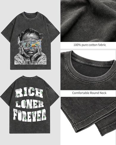 Graphic Tees Men Acid Washed Y2K Gothic Vintage Oversized Streetwear Cotton Short Sleeve T-Shirt Tops in Saudi Arabia