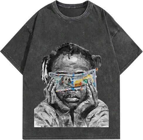 Graphic Tees Men Acid Washed Y2K Gothic Vintage Oversized Streetwear Cotton Short Sleeve T-Shirt Tops in Saudi Arabia