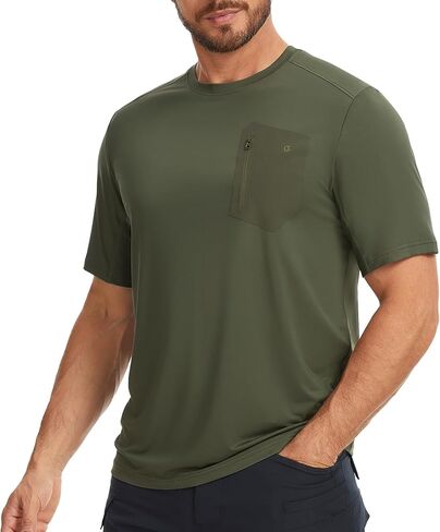 Men’s Short Sleeve Tactical T-Shirt with Pocket UPF 50+ Moisture Wicking UV Sun Shirt for Shooting Outdoor in Saudi Arabia