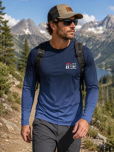 Men's Fishing Swim Shirt UPF 50+ Rash Guard Long Sleeve Quick Dry Lightweight Athletic Shirt for Beach Hiking in Kuwait