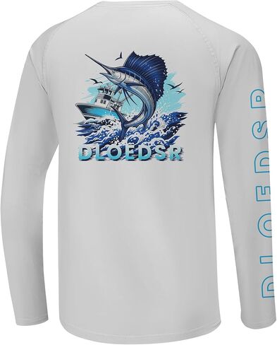 Men's Fishing Swim Shirt UPF 50+ Rash Guard Long Sleeve Quick Dry Lightweight Athletic Shirt for Beach Hiking in Kuwait