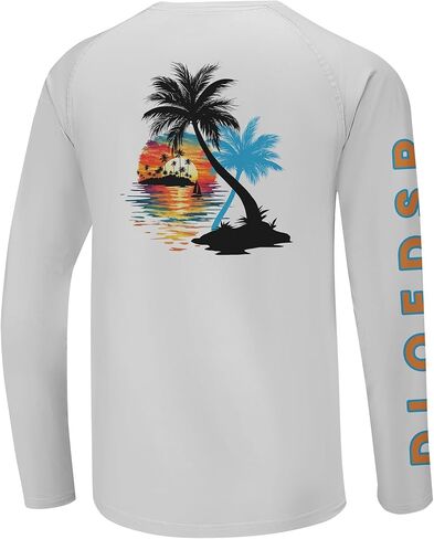Men's Fishing Swim Shirt UPF 50+ Rash Guard Long Sleeve Quick Dry Lightweight Athletic Shirt for Beach Hiking in Kuwait