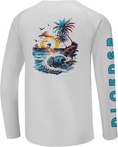 Men's Fishing Swim Shirt UPF 50+ Rash Guard Long Sleeve Quick Dry Lightweight Athletic Shirt for Beach Hiking in Kuwait