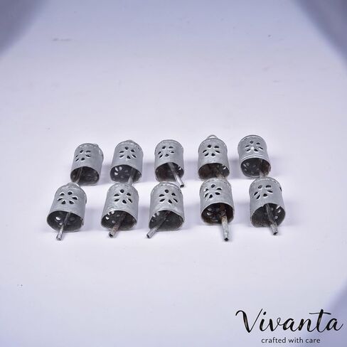 Set of 10 Handmade Silver Bells Rustic Metal Decorative Bells, Mini Cowbells, Antique Hanging Ornaments for Christmas, Vintage Bell for DIY Craft and Wind Chimes Making, Jingle Bell Farmhouse Decor in Saudi Arabia