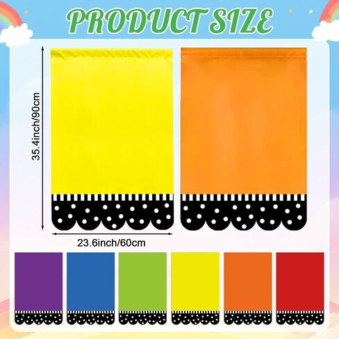 6 Pcs Classroom Rainbow Curtains Back to School Window Drapes Rainbow Polka Dot Classroom Valance Curtains Colorful Window Cover for Kindergarten Daycare Primary Bedroom Playroom Decor 36" x 24" in Kuwait
