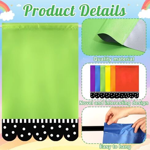 6 Pcs Classroom Rainbow Curtains Back to School Window Drapes Rainbow Polka Dot Classroom Valance Curtains Colorful Window Cover for Kindergarten Daycare Primary Bedroom Playroom Decor 36" x 24" in Kuwait