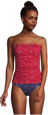 Lands' End Womens Chlorine Resistant Bandeau Tankini Top Compass Red Multi Stars Regular 2 in Kuwait