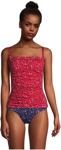 Lands' End Womens Chlorine Resistant Bandeau Tankini Top Compass Red Multi Stars Regular 2 in Kuwait
