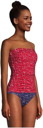 Lands' End Womens Chlorine Resistant Bandeau Tankini Top Compass Red Multi Stars Regular 2 in Kuwait