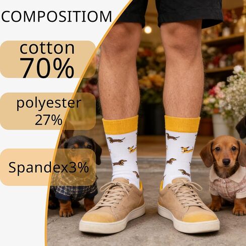 جوارب Dachshund للرجال مكونة من 5 جوارب مضحكة للكلاب من Wiener، جوارب قطنية جديدة للكلاب للرجال، هدايا Dachshund لمحبي الكلاب in Kuwait