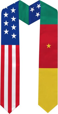 Cameroon Flag Graduation Stole 72 x 5 Inches Decorative Ceremonial Accessory Sash for International Student (Baccalaureate Gown and Hat Not Included) in Kuwait