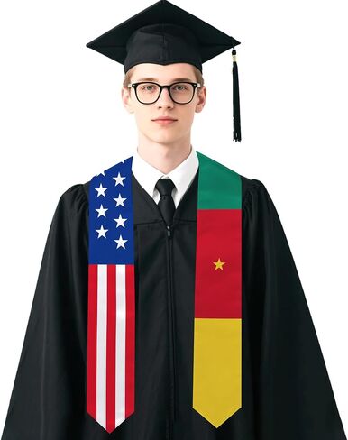 Cameroon Flag Graduation Stole 72 x 5 Inches Decorative Ceremonial Accessory Sash for International Student (Baccalaureate Gown and Hat Not Included) in Kuwait