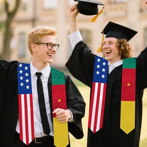 Cameroon Flag Graduation Stole 72 x 5 Inches Decorative Ceremonial Accessory Sash for International Student (Baccalaureate Gown and Hat Not Included) in Kuwait