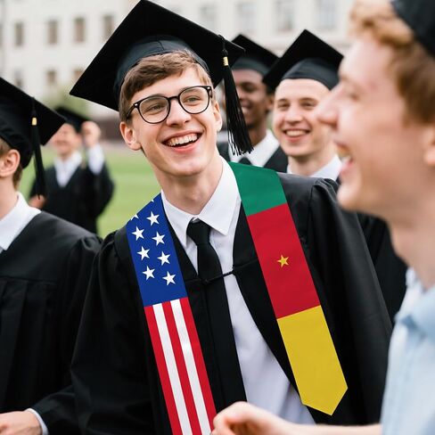 Cameroon Flag Graduation Stole 72 x 5 Inches Decorative Ceremonial Accessory Sash for International Student (Baccalaureate Gown and Hat Not Included) in Kuwait