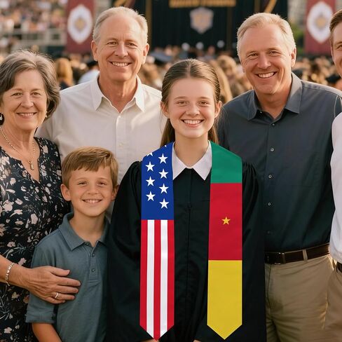 Cameroon Flag Graduation Stole 72 x 5 Inches Decorative Ceremonial Accessory Sash for International Student (Baccalaureate Gown and Hat Not Included) in Kuwait