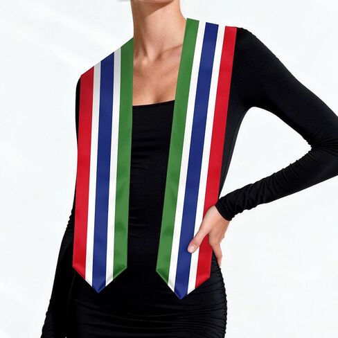 Gambia Flag Graduation Stole, Gambia Graduation Sash Scarf for Study Aboard International Students in Kuwait