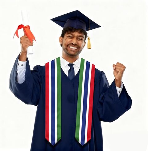 Gambia Flag Graduation Stole, Gambia Graduation Sash Scarf for Study Aboard International Students in Kuwait
