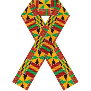 Kente Scarf Stole, 72 x 5.1 in African Print Scarf for Graduation, Choir, Black History Month & Events in Saudi Arabia