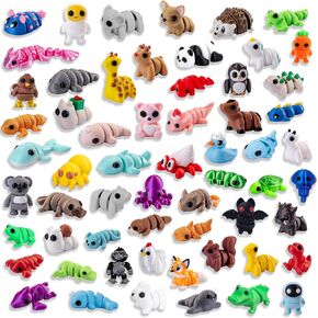 YOUlDIANZI 60 Pcs Mini 3D Printed Animal Set, Articulated Flexible Cute Animal for Christmas, New Year, Birthday Gifts in Saudi Arabia