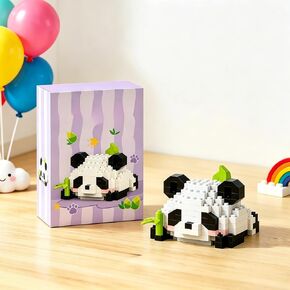 1PCS Panda Eating Bamboo Hand-Assembled Figurine with Display Base, Cute Animal Desk Decor, Chinese Theme Collectible Statue for Home Office Shelf in Kuwait