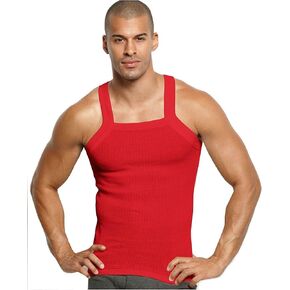 John Son Super Heavy Weight Square Cut Tank Top - 2 Pack (2XL, Red) in Saudi Arabia