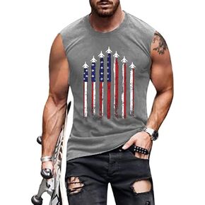 Mens Sleeveless 4th of July Tank Tops USA American Flag Shirts Summer Graphic Tee Tops in Saudi Arabia